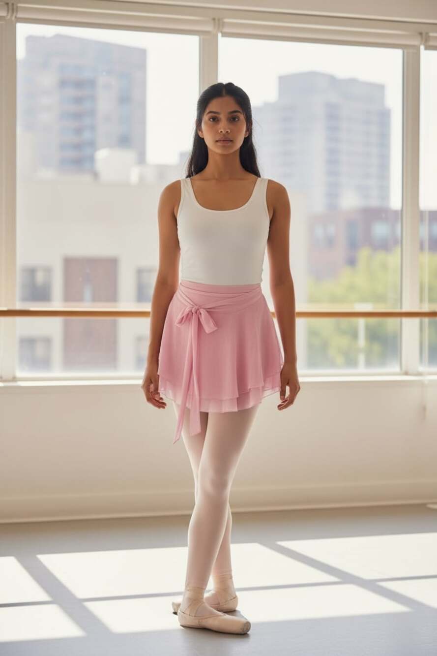 Blogilates Pink Dance Studio Wrap Skirt Womens Medium NWT Mesh Ruffle Activewear - Picture 10 of 12